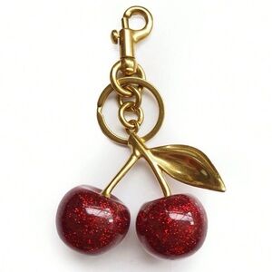 Red Glitter Cherry Keychain